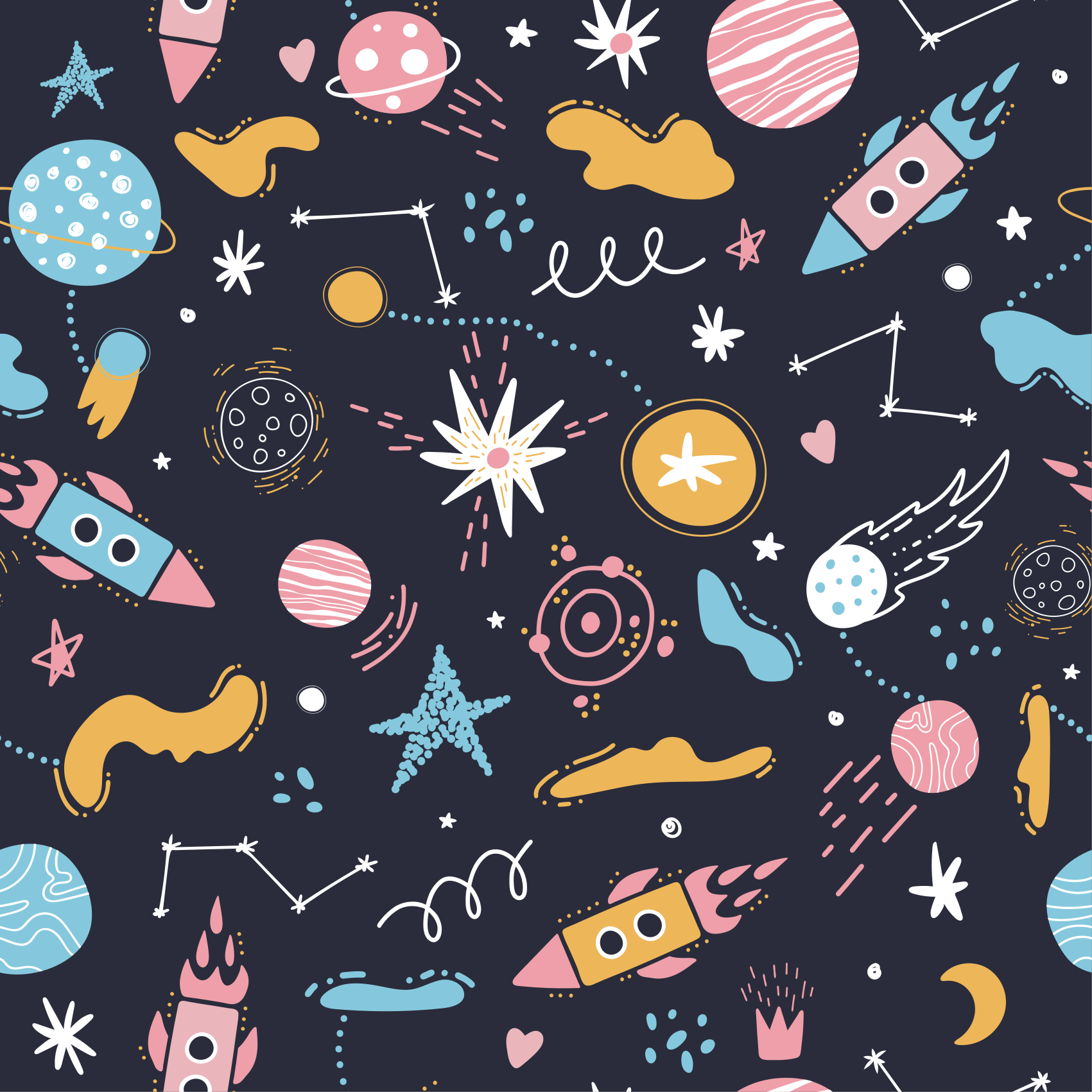 Outer space pattern baby play mat - TenStickers