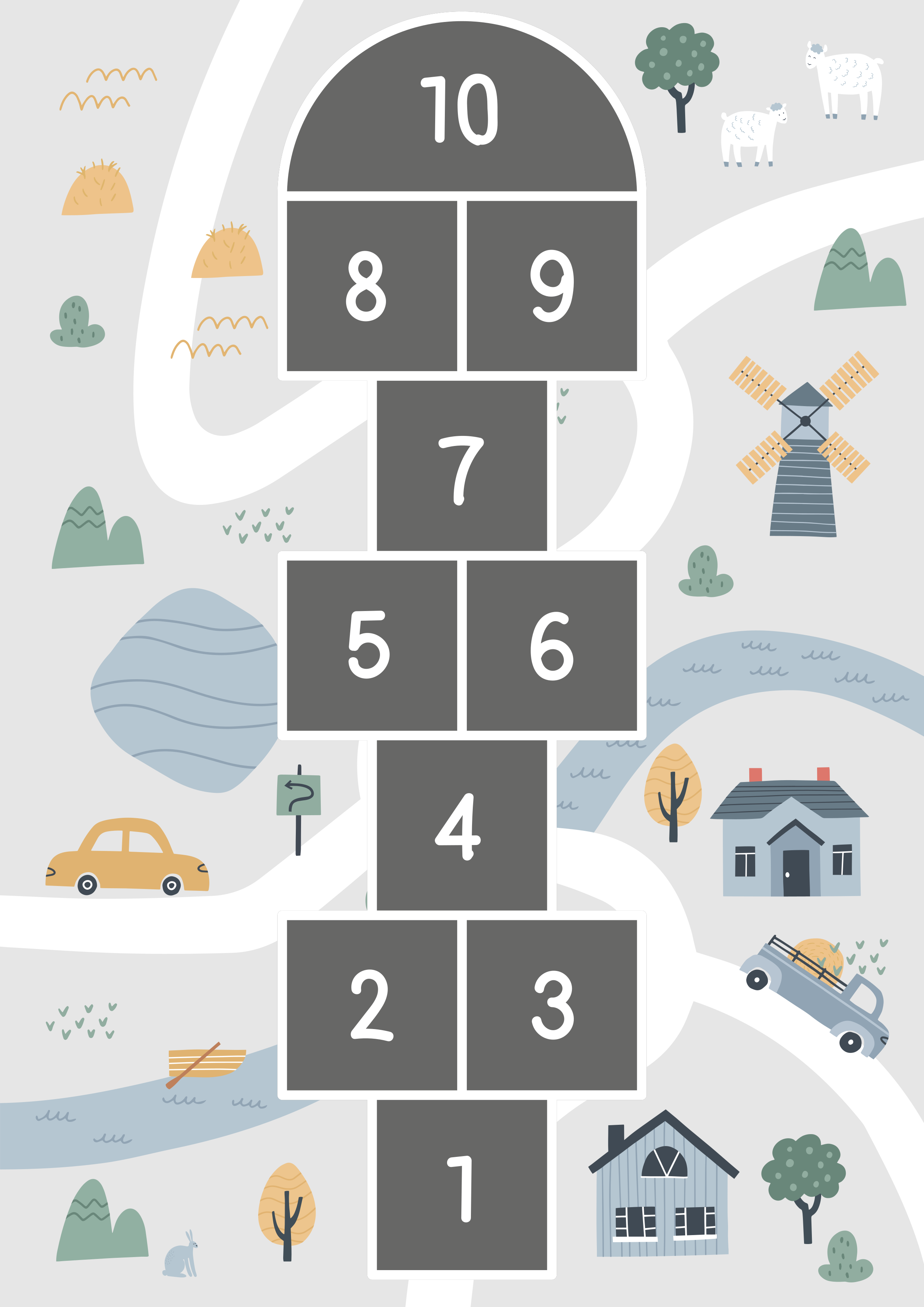 Playful Hopscotch Design game mat - TenStickers