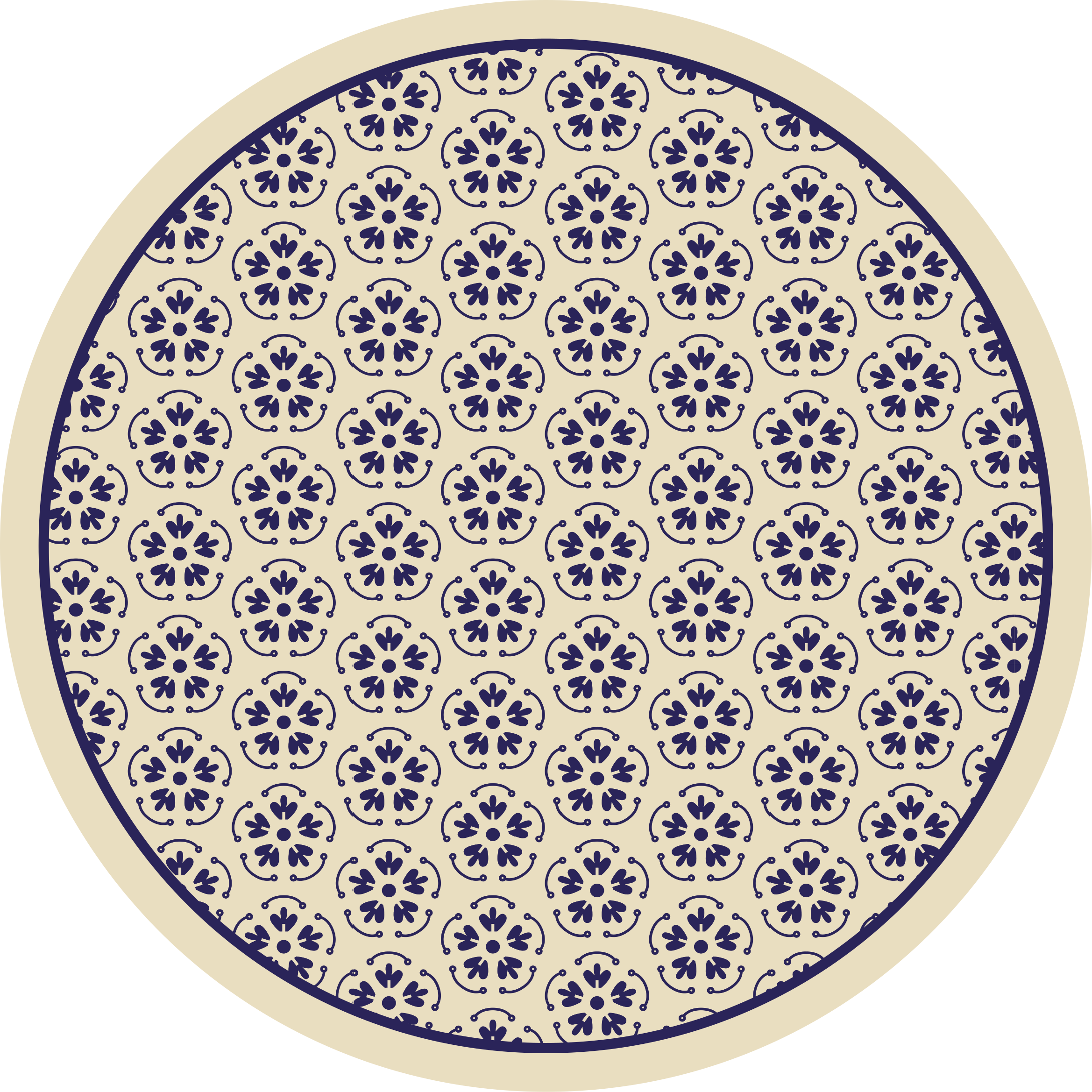 Geometric flower pattern tile carpet - TenStickers