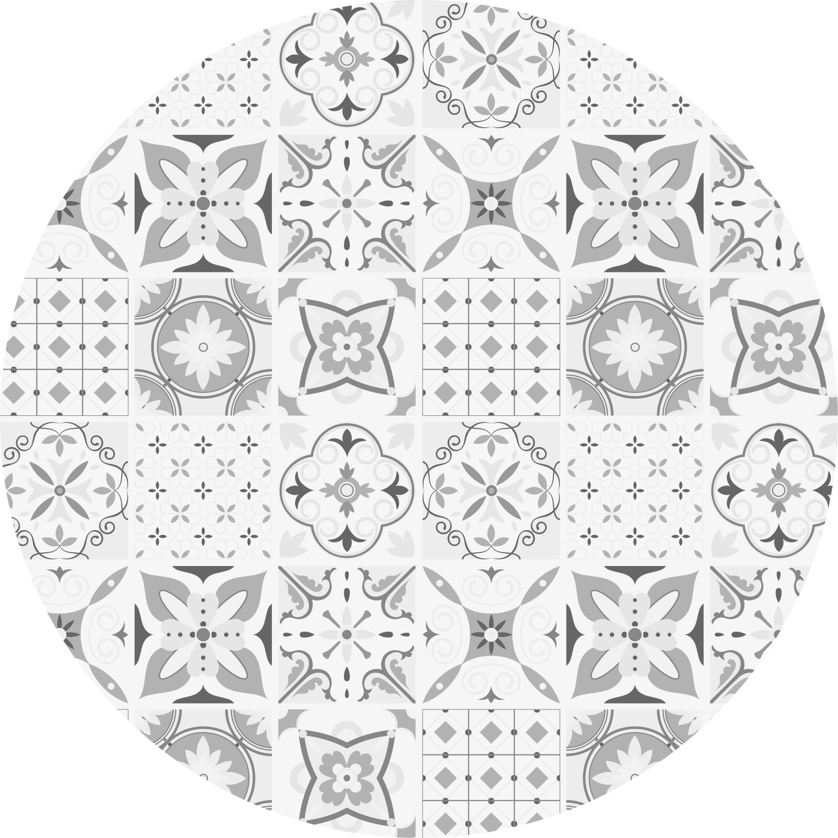 Monochrome Mosaic tile carpet - TenStickers