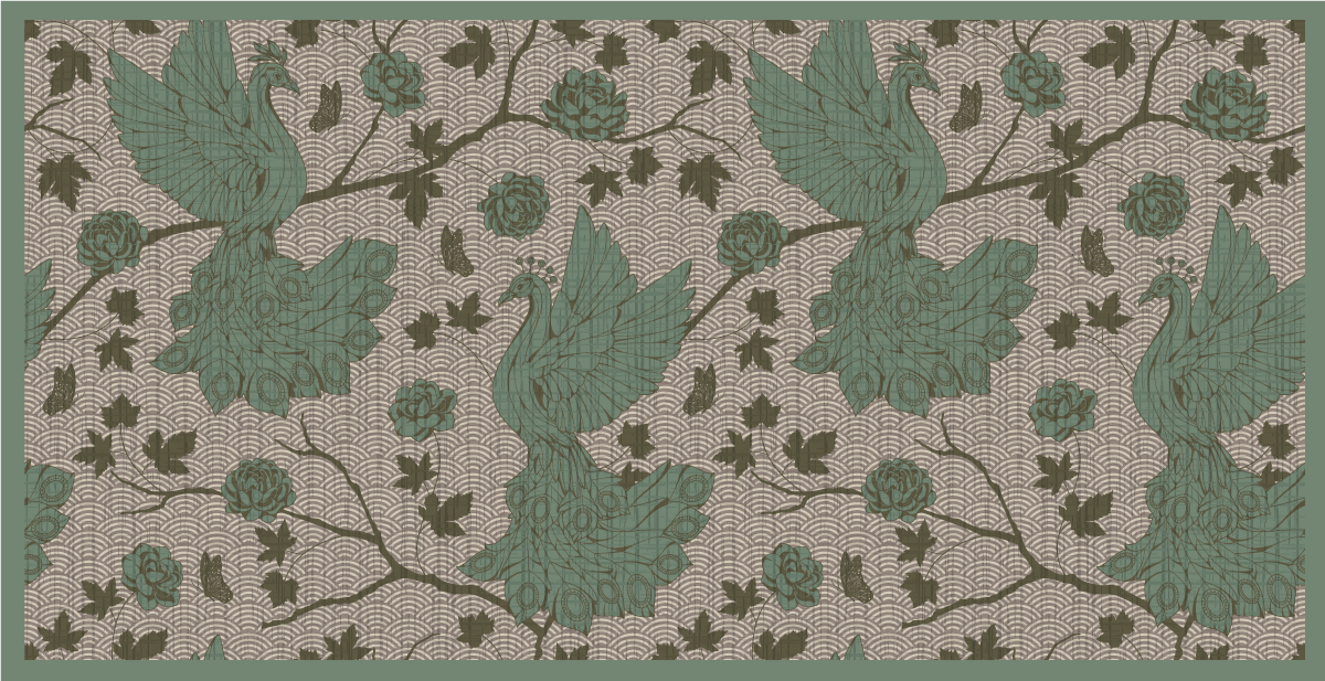 Green Fauna Motif floral rug - TenStickers