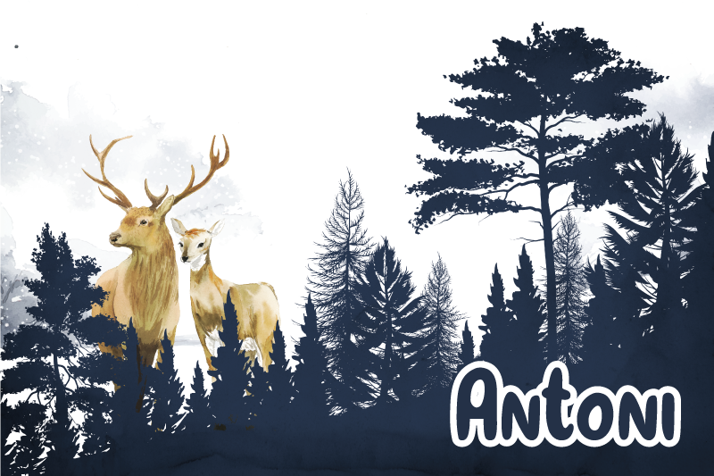 Forest Fauna Silhouette custom vinyl rug - TenStickers