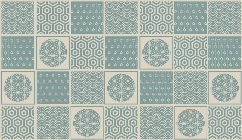Geometric patterned blocks tile vinyl rug - TenStickers
