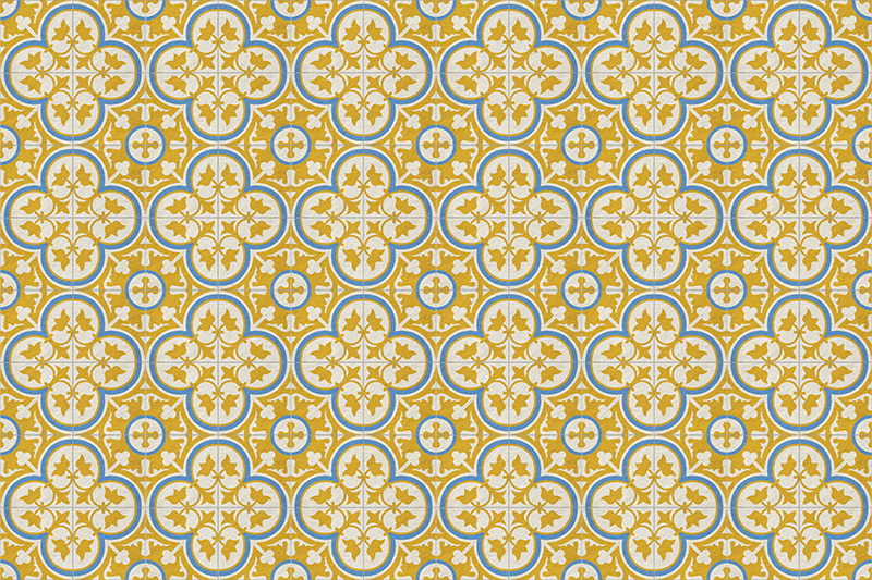 yellow hydraulic tile vintage rug - TenStickers