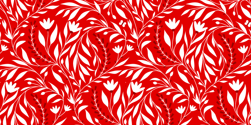 Floral leaf design red vinyl rug - TenStickers