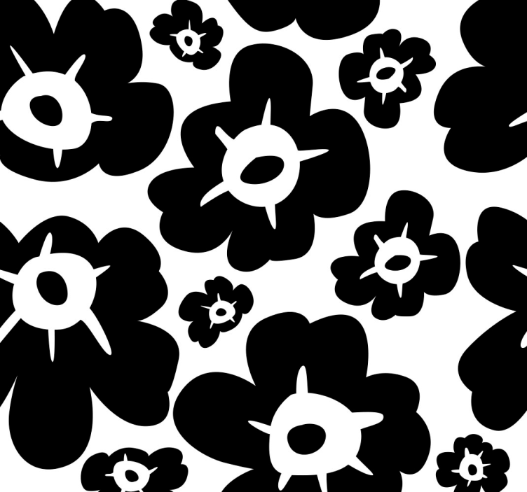 Flowers wallpaper black poppy design - TenStickers