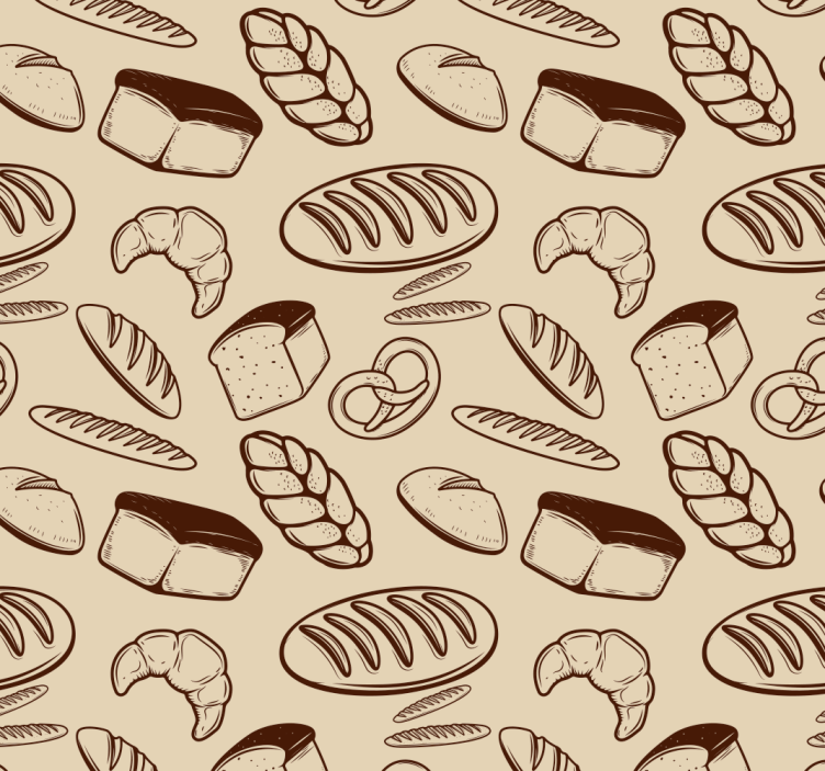 Bakery elements pattern kitchen wallpaper - TenStickers