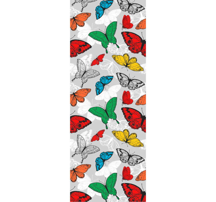 Colorful pattern on gray background butterflies wallpaper - TenStickers