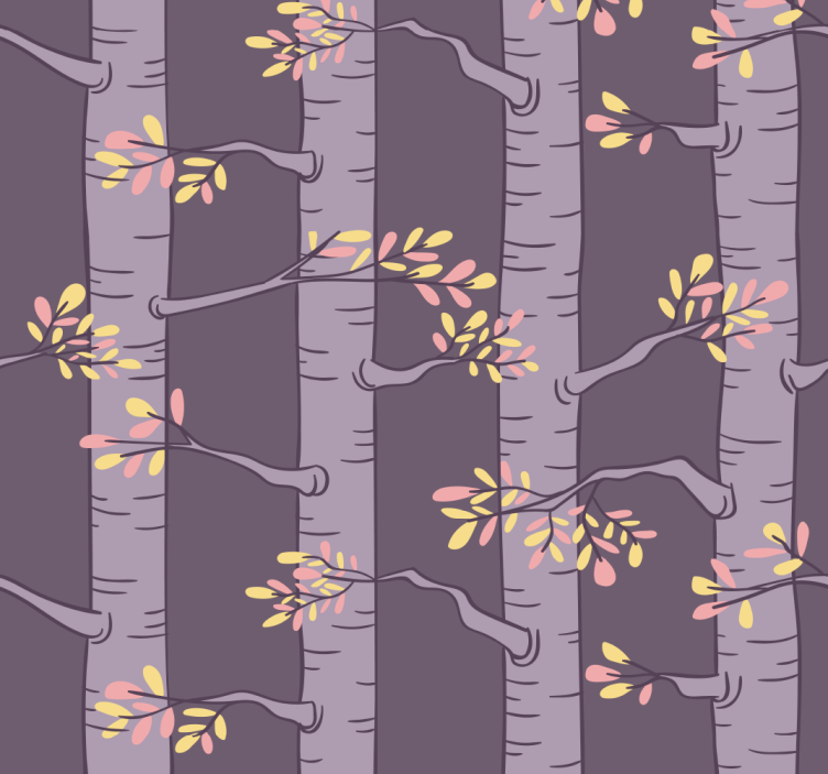 Stylised purple pattern wallpaper of a tree - TenStickers