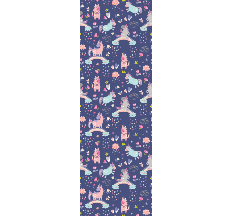 Colorful unicorn patterns wallpaper childrens room - TenStickers