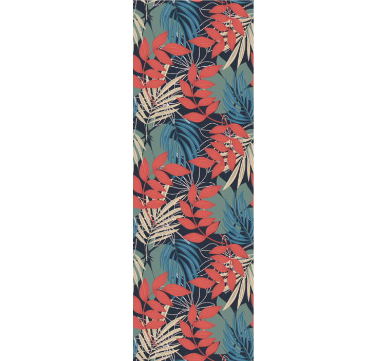 Blue coral jungle leaves wallpaper - TenStickers