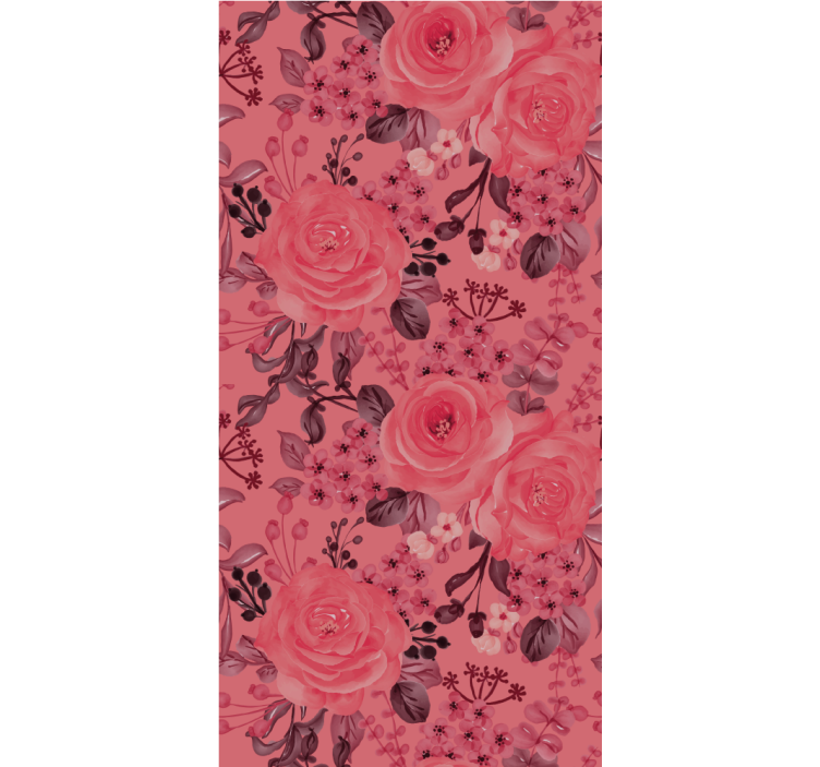 Pink Rose Flourish flowers wallpaper - TenStickers