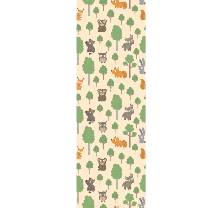 Forest creatures pattern wallpaper childrens room - TenStickers