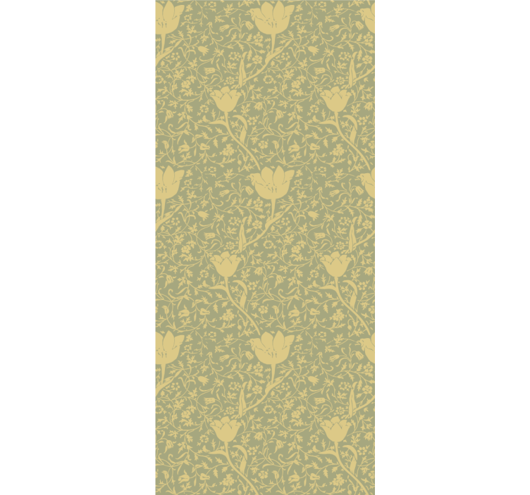 Nature wallpaper with a subtle gold and green floral pattern - TenStickers