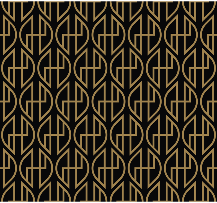 Ornamental wallpaper black and gold lines - TenStickers