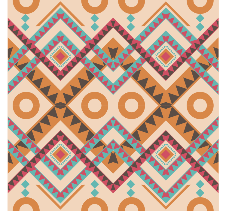 Ornamental wallpaper with multicolored diamond pattern - TenStickers