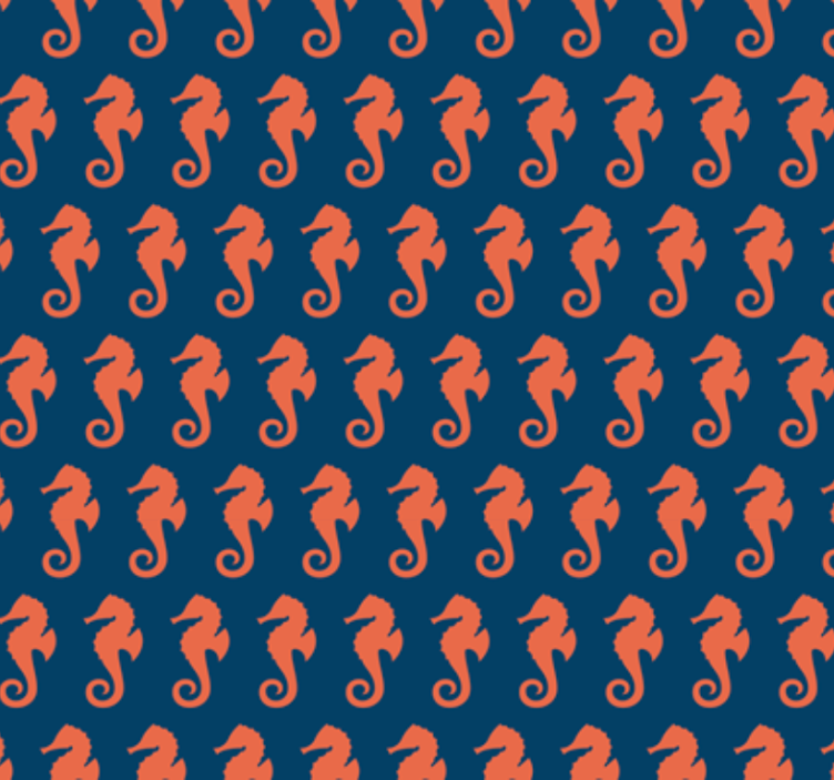 Orange sea horse pattern wall paper in bedroom - TenStickers