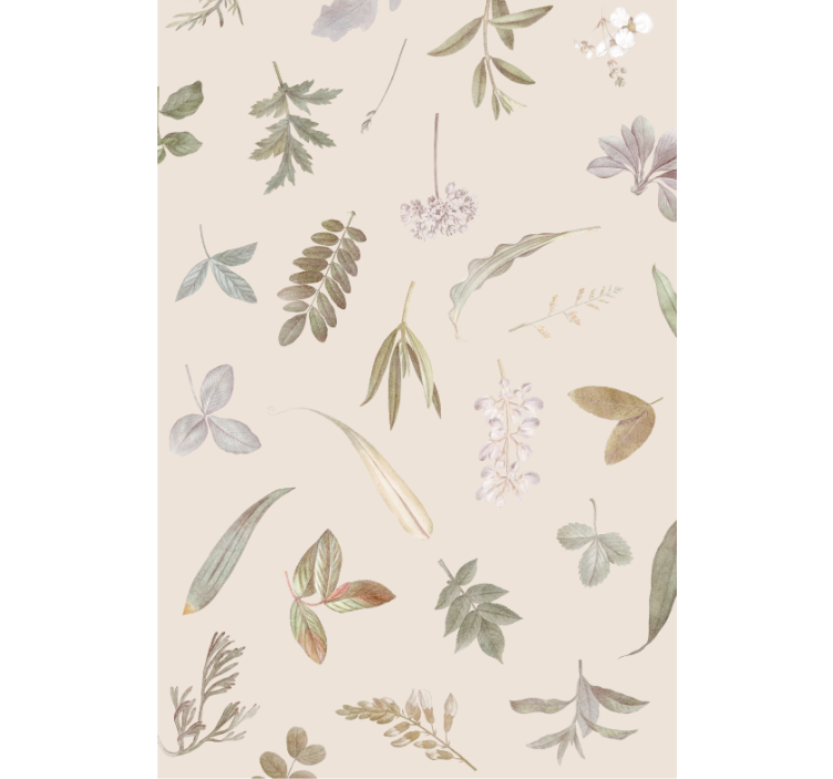 Leaves wallpaper with floral motif overlay - TenStickers