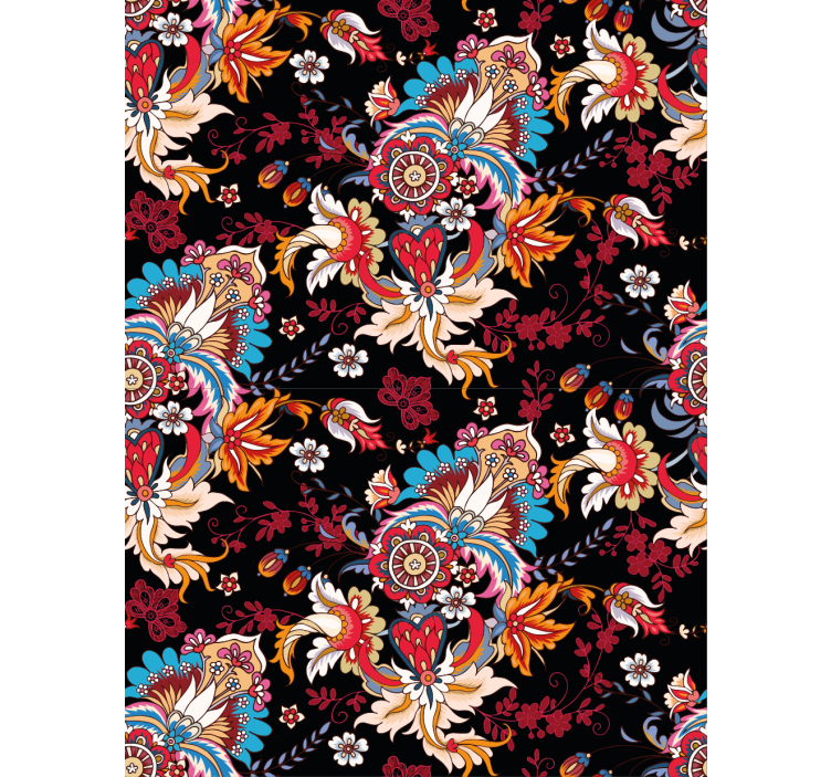 Ornamental wallpaper vibrant botanical design - TenStickers