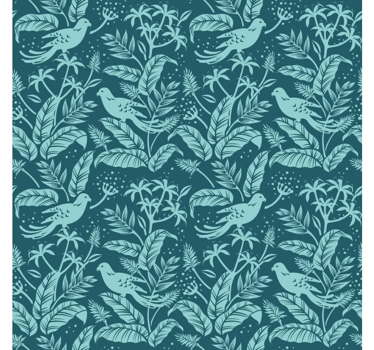 Ornamental wallpaper with botanical bird patterns - TenStickers