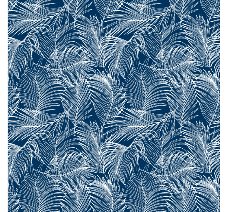Leaves wallpaper in blue with white outline - TenStickers