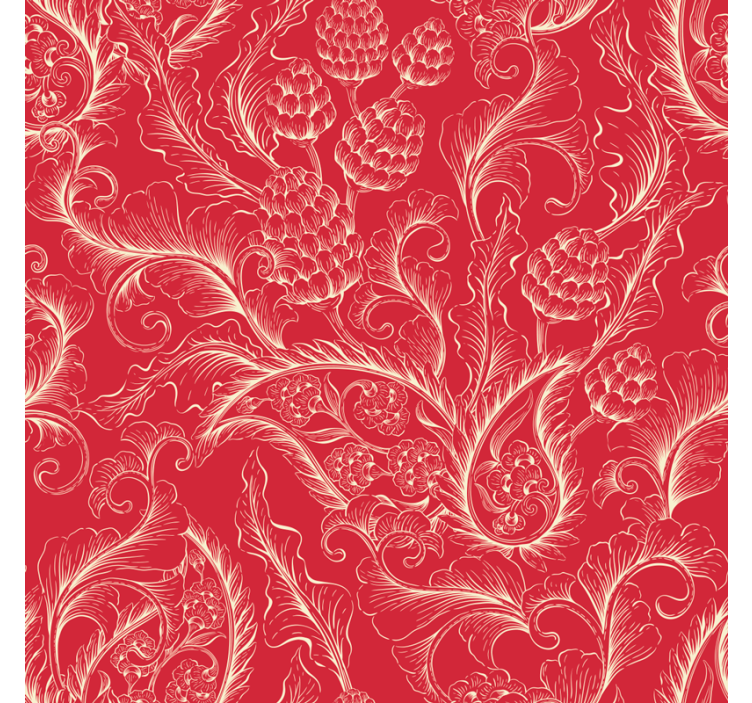 Floral wallpaper red paisley design - TenStickers