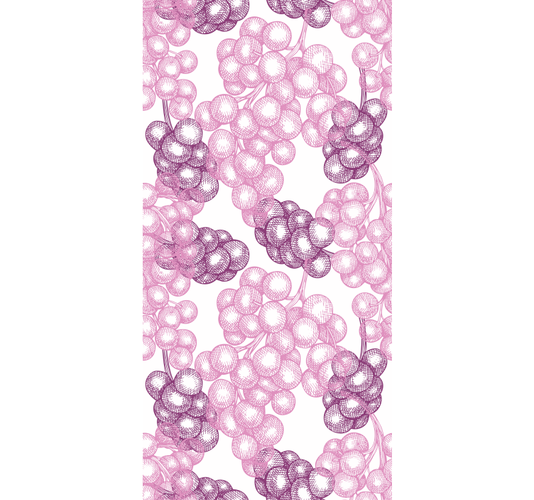 Hand drawn pink and purple grapes wall paper in bedroom - TenStickers