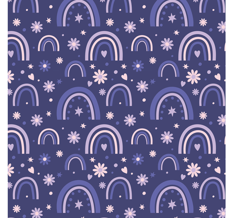 Purple rainbows wall paper in bedroom - TenStickers