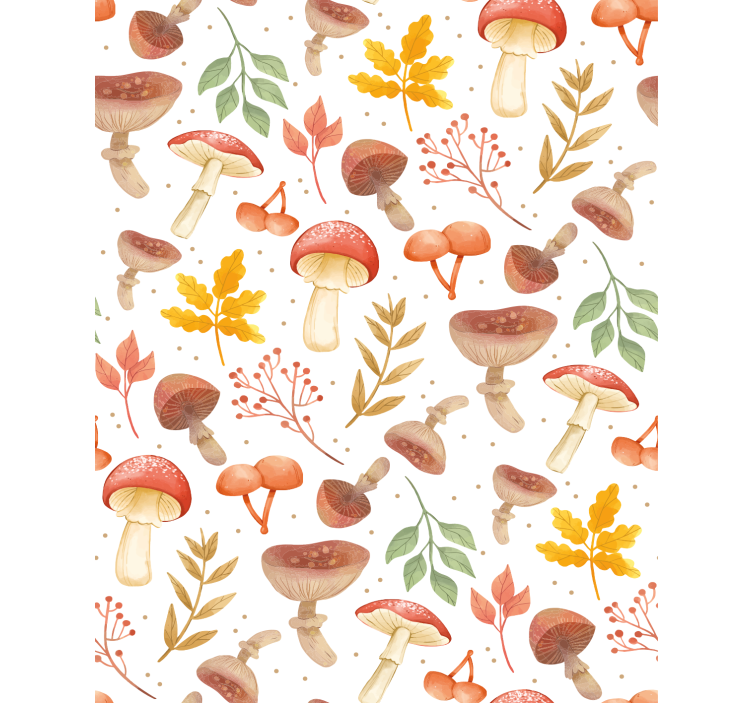 Textured wallpaper hand-painted mushroom design - TenStickers