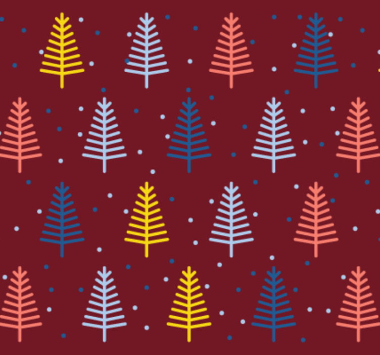 Holiday christmas wallpaper red trees pattern - TenStickers
