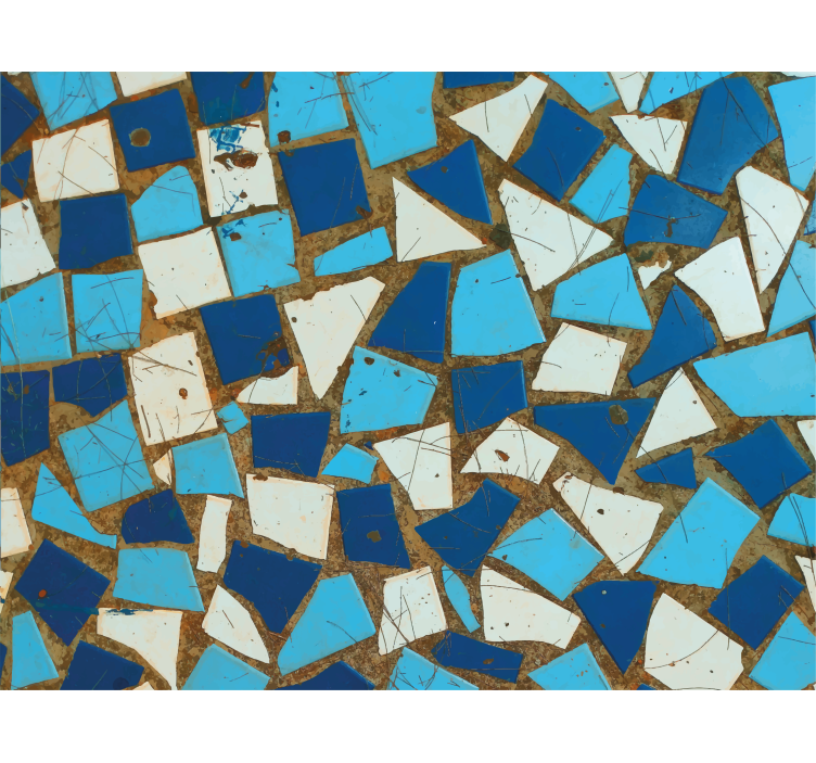 Hallway wallpaper geometric blue mosaic design - TenStickers