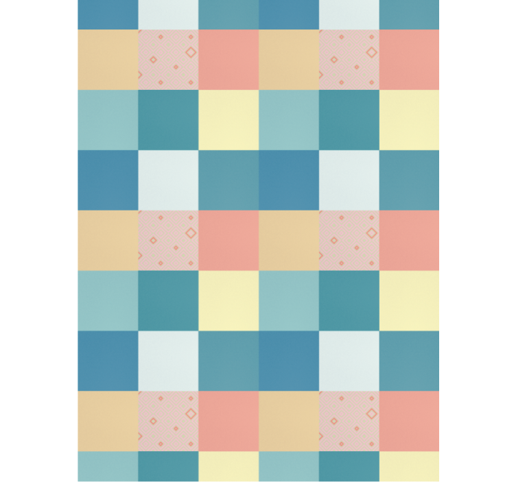 Hallway wallpaper with colorful retro patchwork pattern - TenStickers