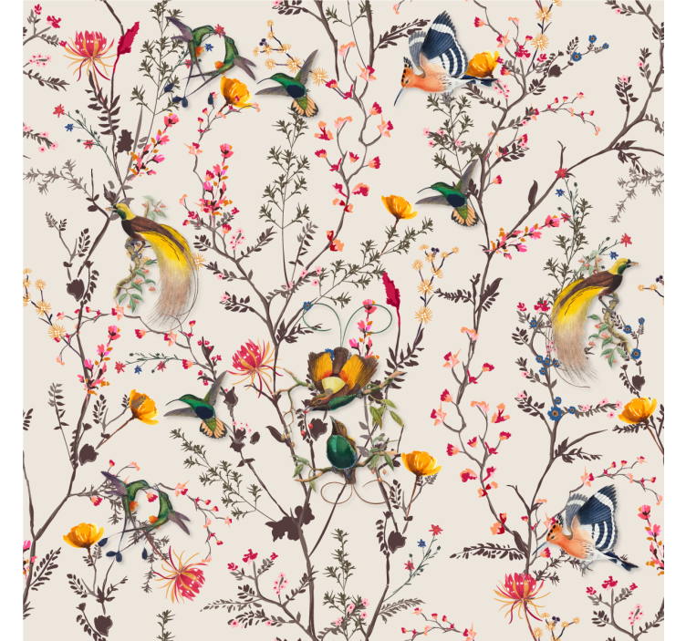 Nature wallpaper with realistic floral design - TenStickers