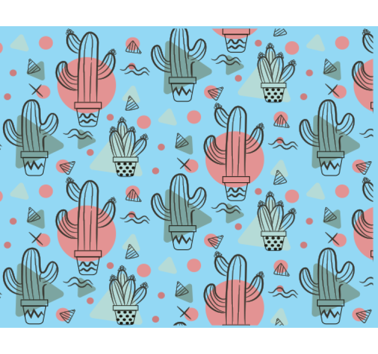 Nature wallpaper cactus pattern - TenStickers