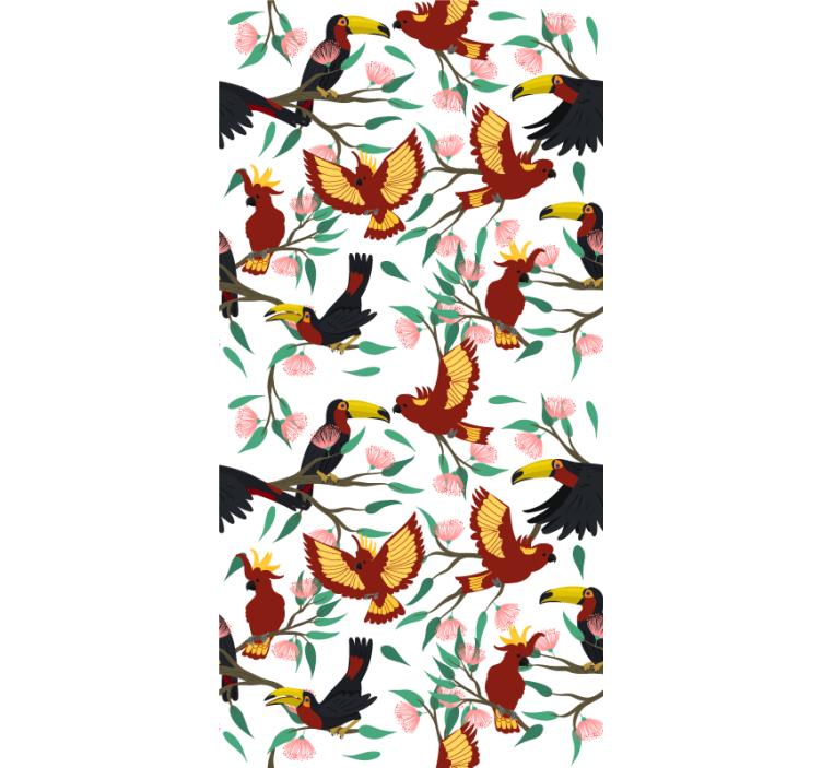 Flying parrots and toucans wallpaper childrens room - TenStickers