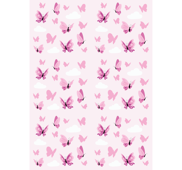 Butterflies wallpaper in pink fluttering clouds - TenStickers