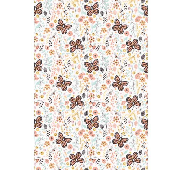 Hallway wallpaper butterfly garden design - TenStickers