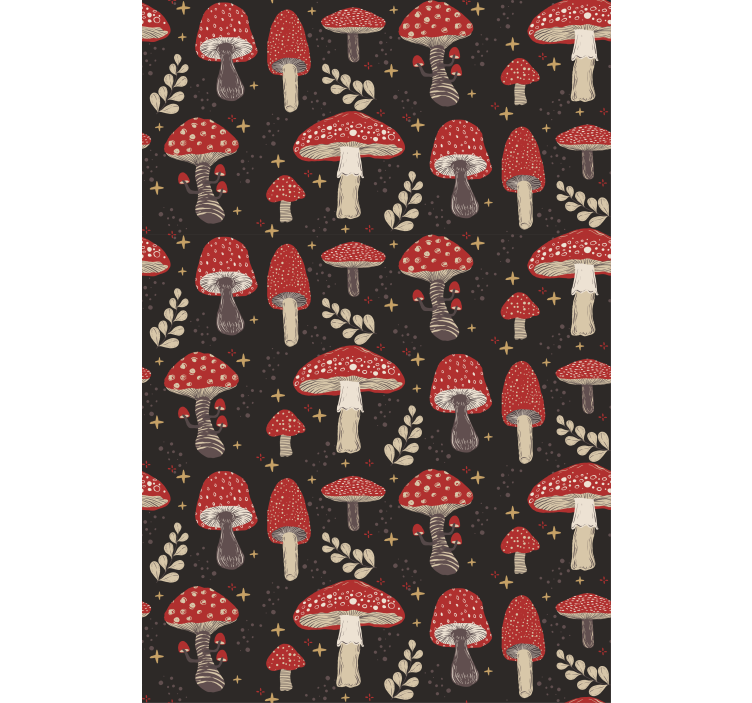 Hallway wallpaper mushroom pattern design - TenStickers