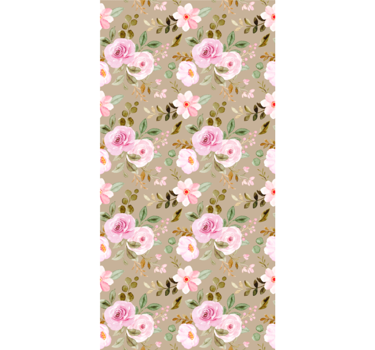 Hallway wallpaper with pink floral patterns - TenStickers