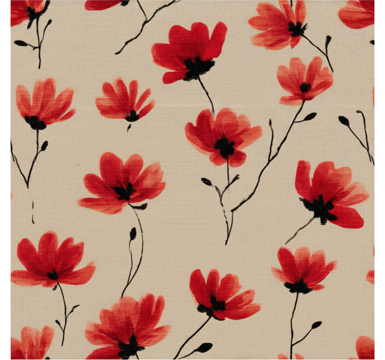 Hallway wallpaper red poppies watercolour - TenStickers