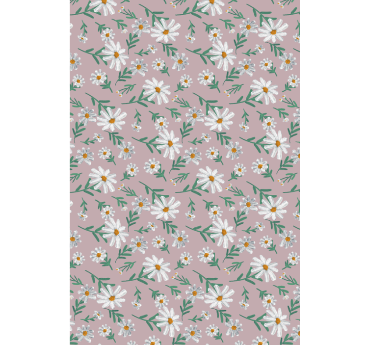 Living area wallpaper 70's pink daisy flower - TenStickers