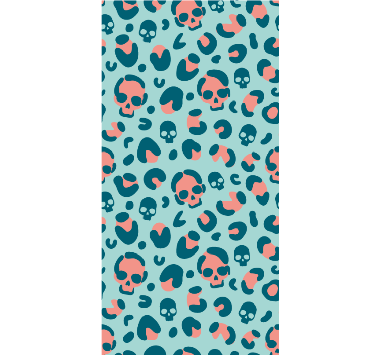 Contemporary wallpaper in blue and pink skull leopard - TenStickers