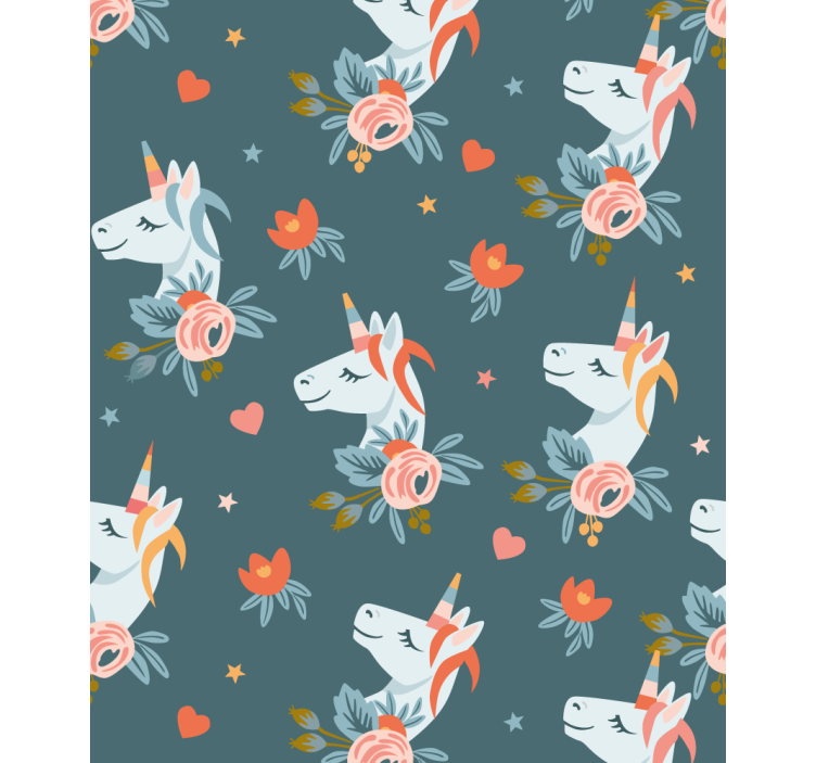 Wallpaper childrens room blue charming unicorns - TenStickers