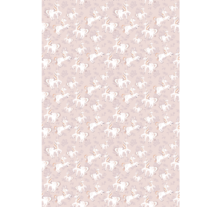 Wallpaper childrens room beige unicorn fantasy - TenStickers