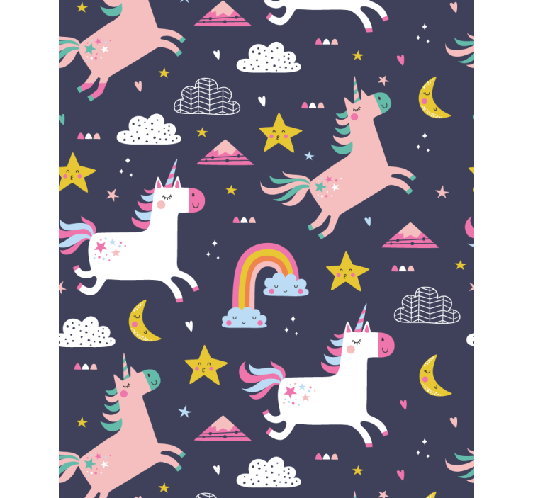 Wallpaper childrens room unicorns and stars - TenStickers