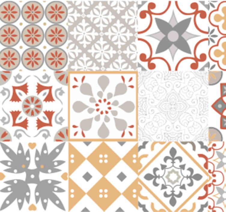 Kitchen wallpaper orange mosaic - TenStickers