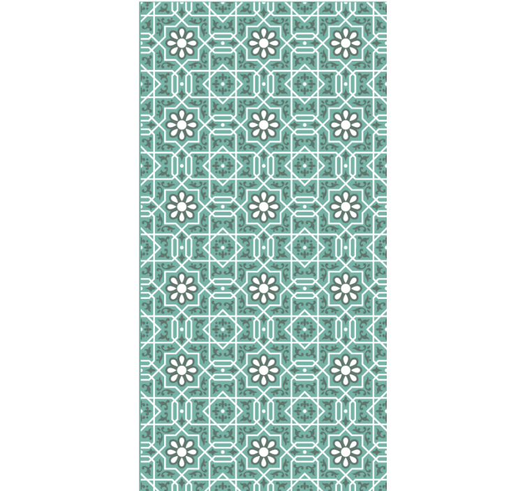 Kitchen wallpaper green floral tiles - TenStickers