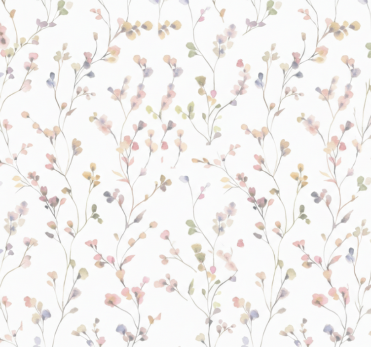 Living area wallpaper watercolor meadow sprig - TenStickers