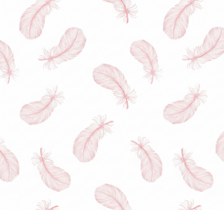 Living area wallpaper pink feather pattern - TenStickers