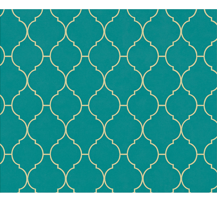 Living area wallpaper gold and turquoise design - TenStickers